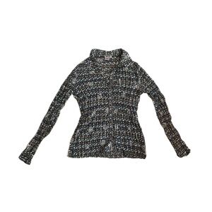 Semi-Sheer Mesh Textured elegant button down up blouse blue brown shimmer